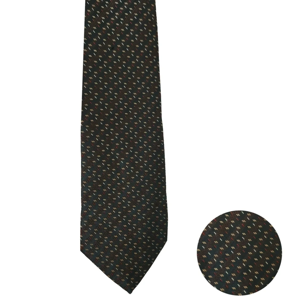 Kai Long 100% Silk Tie Green Gold Red White